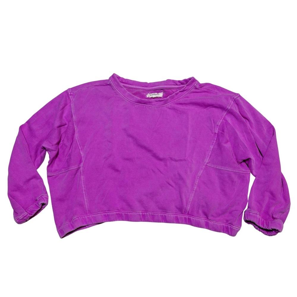 Anthropologie Sweatshirt Womens Medium Purple Crewneck Cropped Terry Pullover
